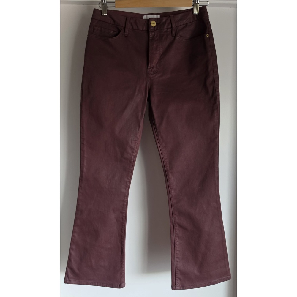 FRAME Womens Pants Size 27 Burgundy Cotton L Le Crop Mini Boot Trousers Slacks
